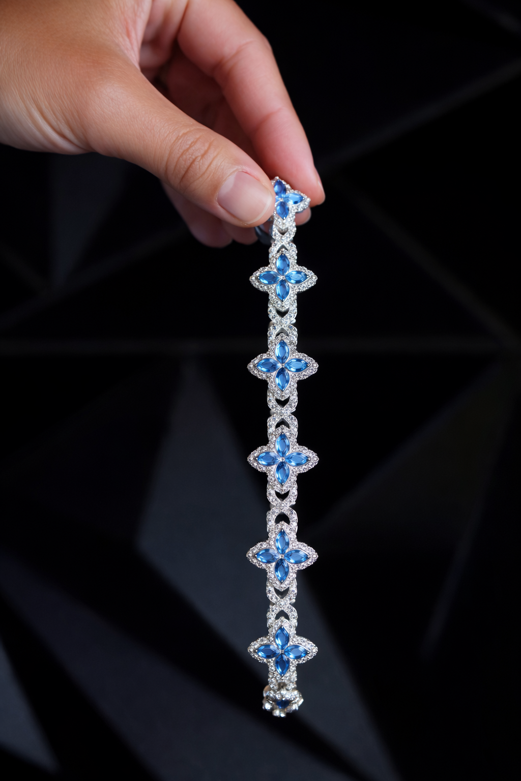 Black and Silver Clover iced out bracelet