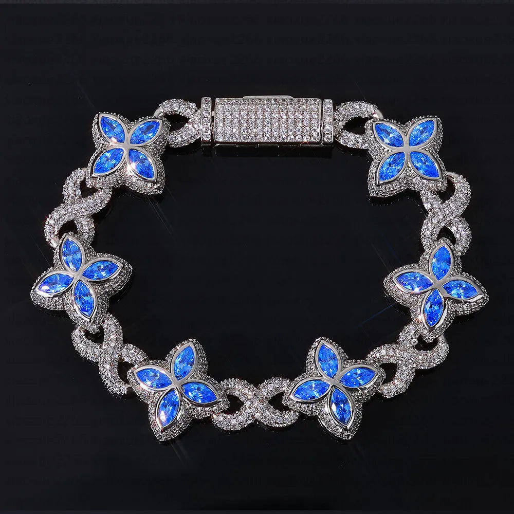 Black and Silver Clover iced out bracelet