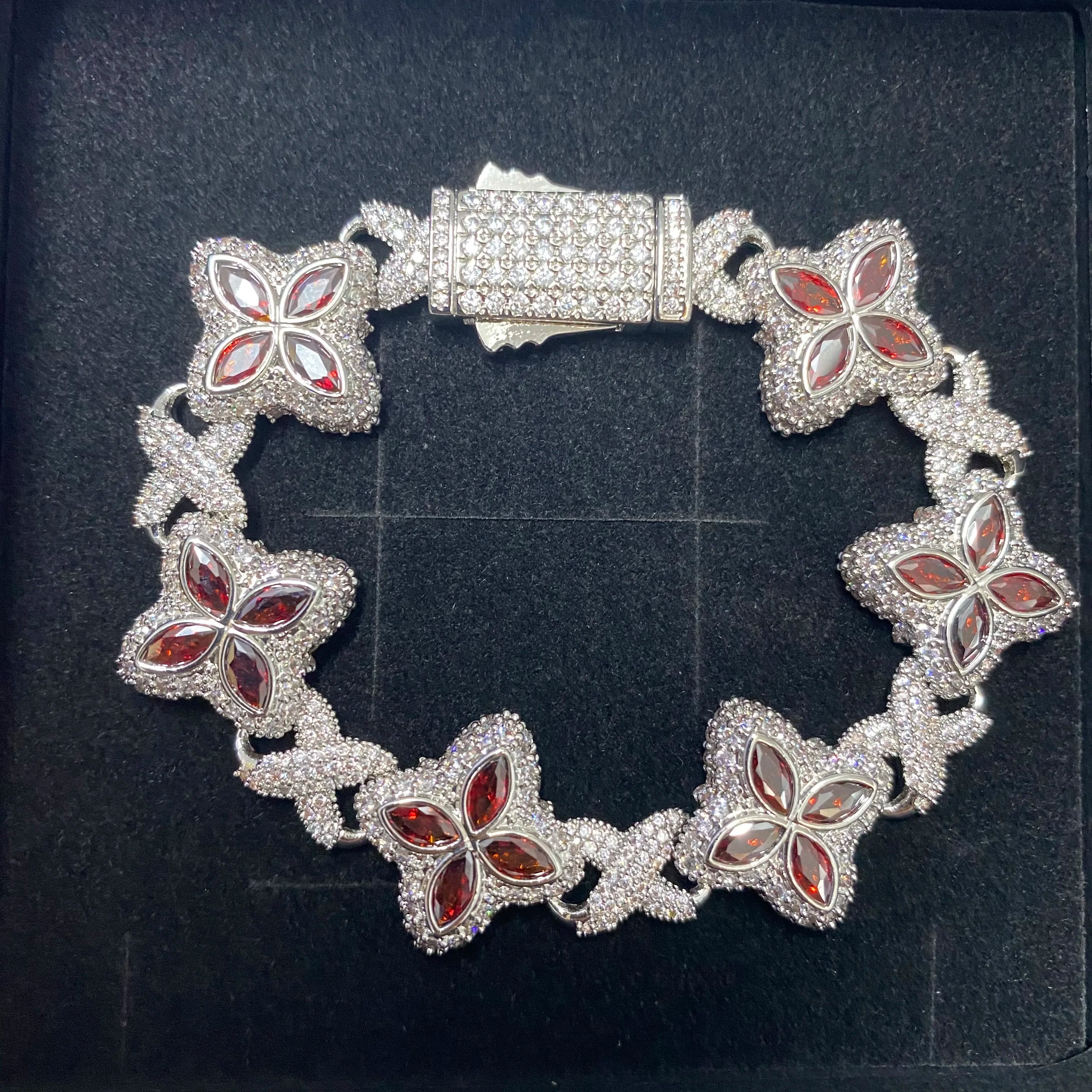 Multi Color CZ Floral Inifinity Chain Bracelet Micro Paved Out 5A+ Cubic Zircon Clover Anklet Luxury Jewelry