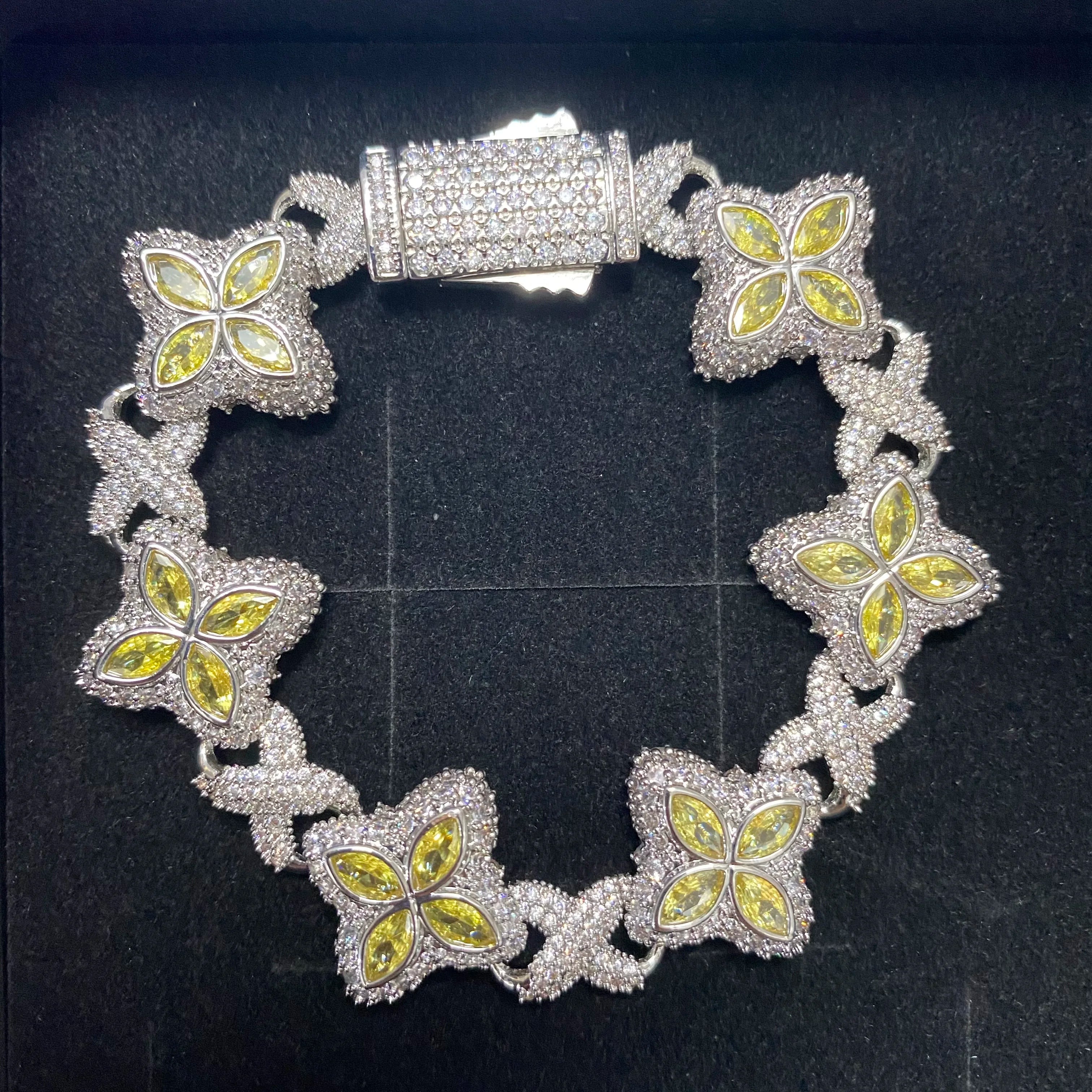 Multi Color CZ Floral Inifinity Chain Bracelet Micro Paved Out 5A+ Cubic Zircon Clover Anklet Luxury Jewelry